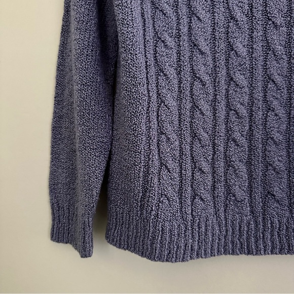 Jennifer Moore Purple Mock neck Cable Knit vintage Sweater with Pearl buttons - Picture 2 of 5